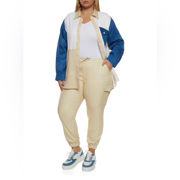 Color Block Button Front Shirt - Picture 2 of 3